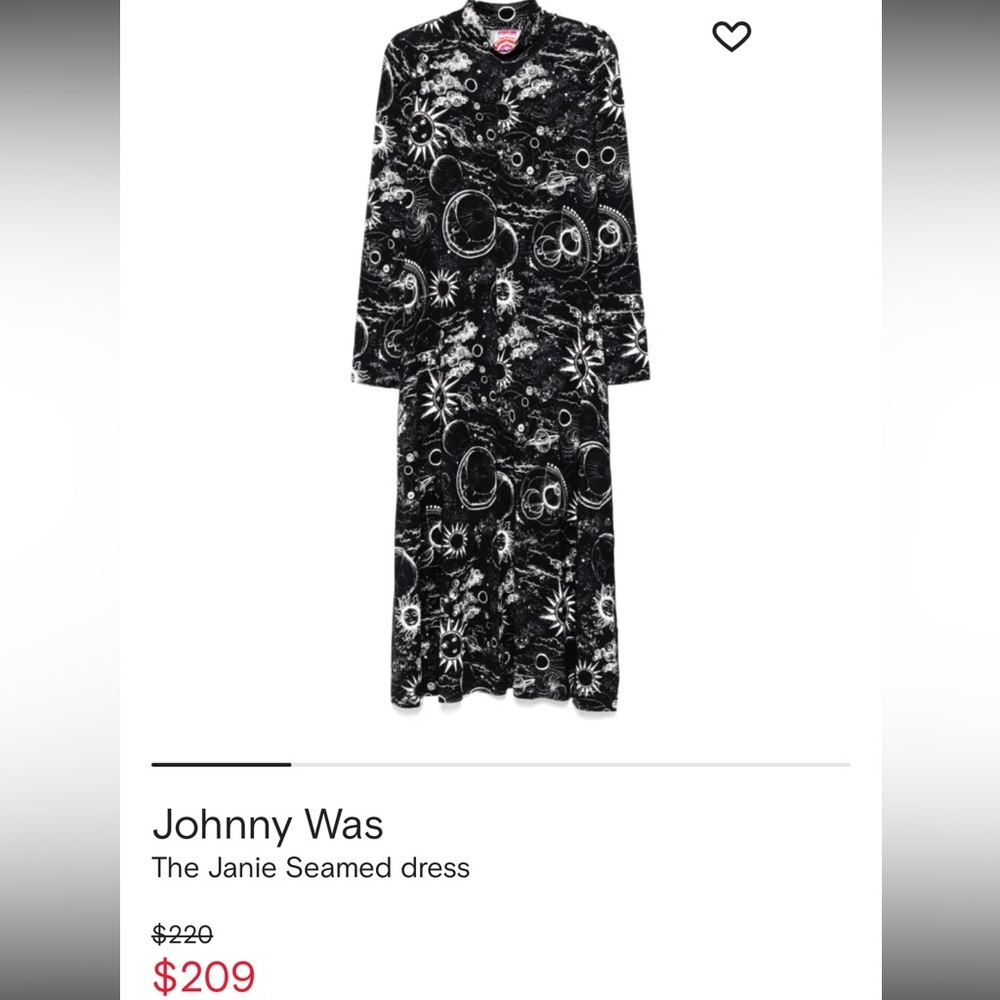 JOHNNY WAS JANIE FAVORITE SEAMED MOCK NECK DRESS MINA SMALL Sun moon star NWT 99 - Picture 8 of 9